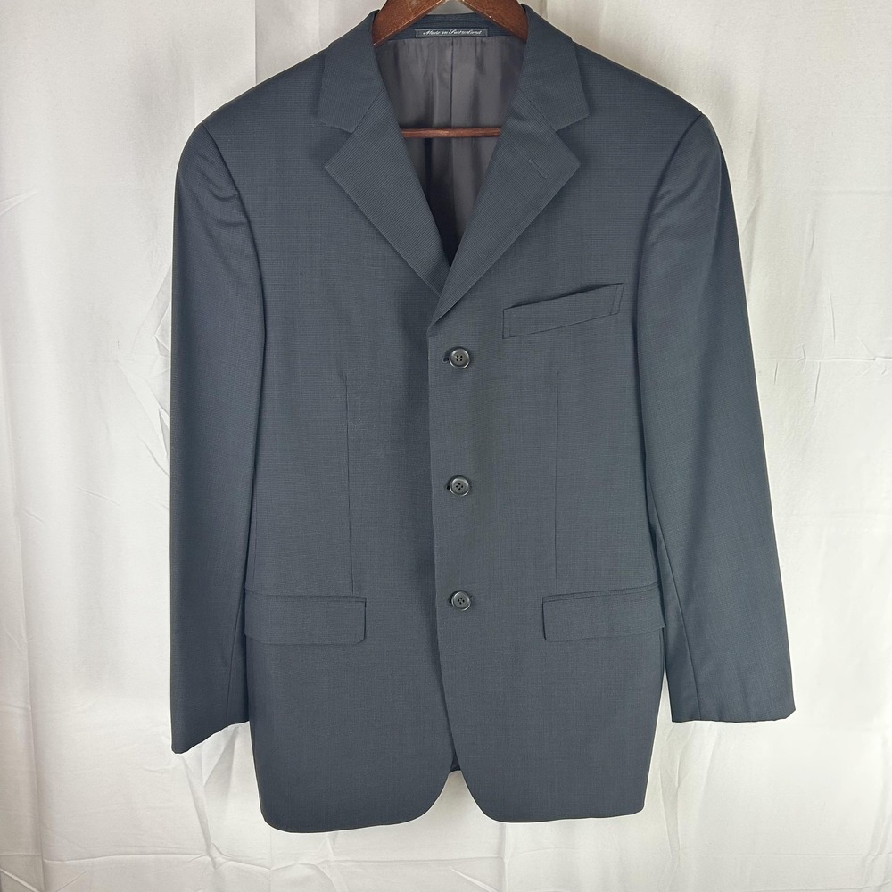 Ermenegildo Zegna‎ Suit Mens 38R 32x30 Gray Wool Soft Micro Houndstooth 2 Piece